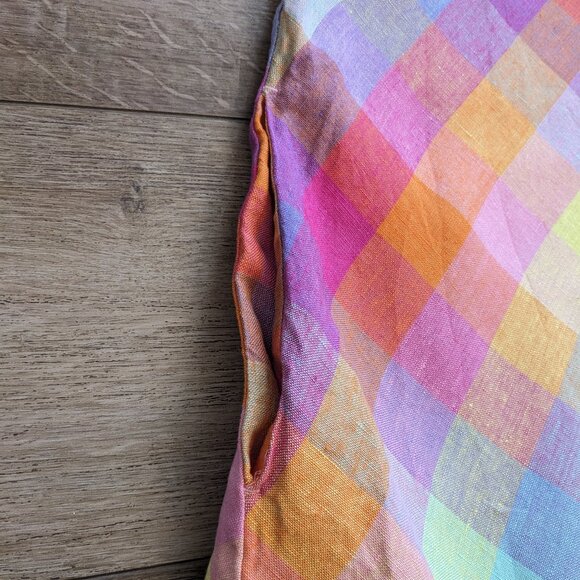 Lands' End Women’s Linen Dress‎ Plaid Multicolor Pocket Relaxed Fit XL Tall - Picture 5 of 13